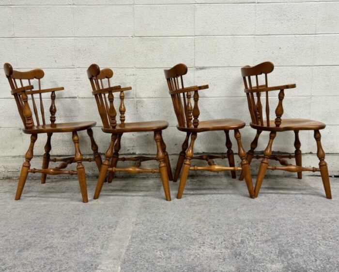 vintage ethan allen heirloom nutmeg maple windsor dining side chairs set of 4 4230