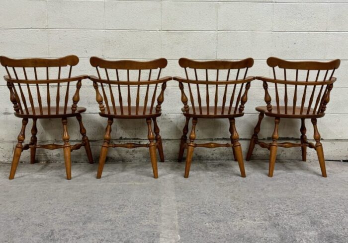 vintage ethan allen heirloom nutmeg maple windsor dining side chairs set of 4 4578