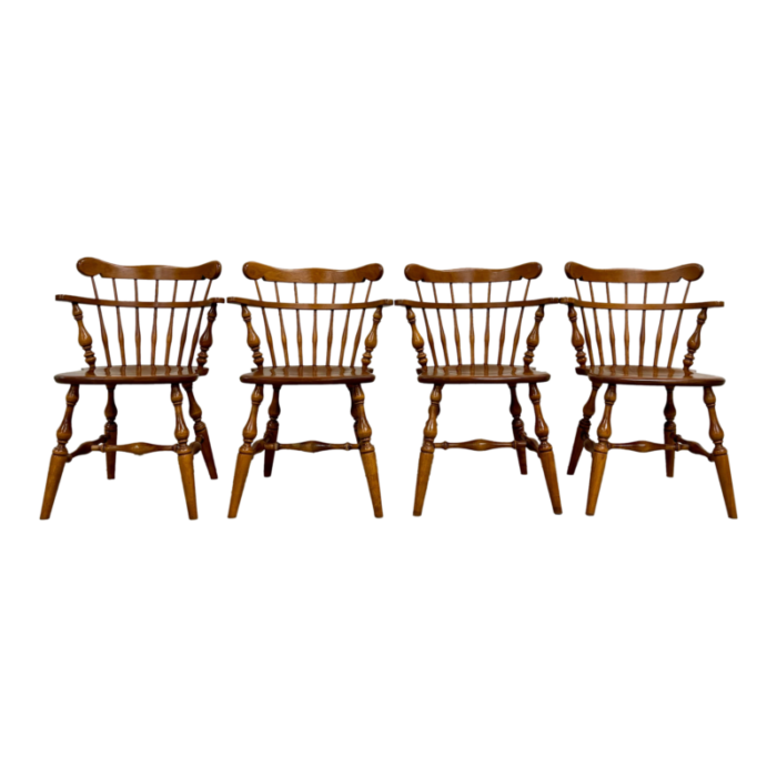 vintage ethan allen heirloom nutmeg maple windsor dining side chairs set of 4 8228