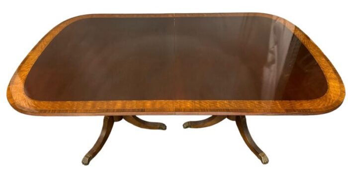 vintage federal style mahogany and satinwood banded dining table 1636