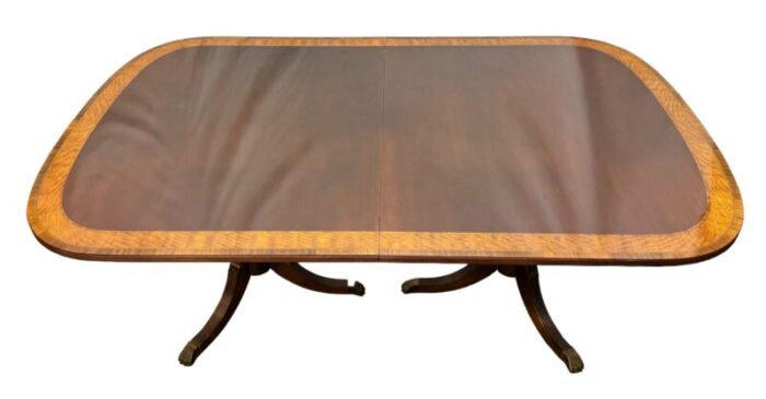 vintage federal style mahogany and satinwood banded dining table 2352