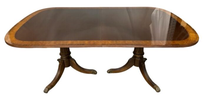 vintage federal style mahogany and satinwood banded dining table 8886