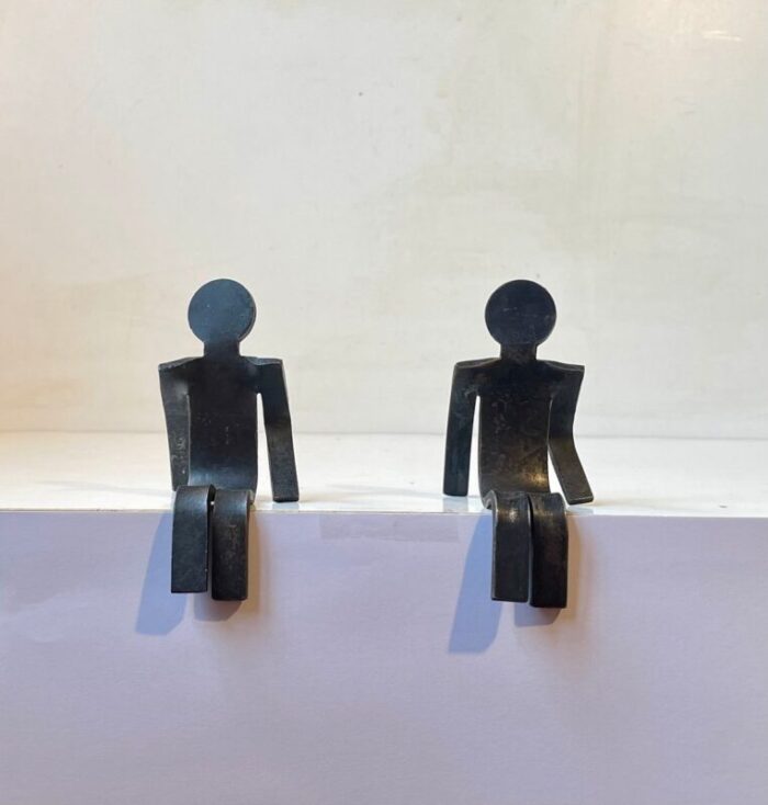 vintage figural bookends in bend steel 1980s set of 2 1