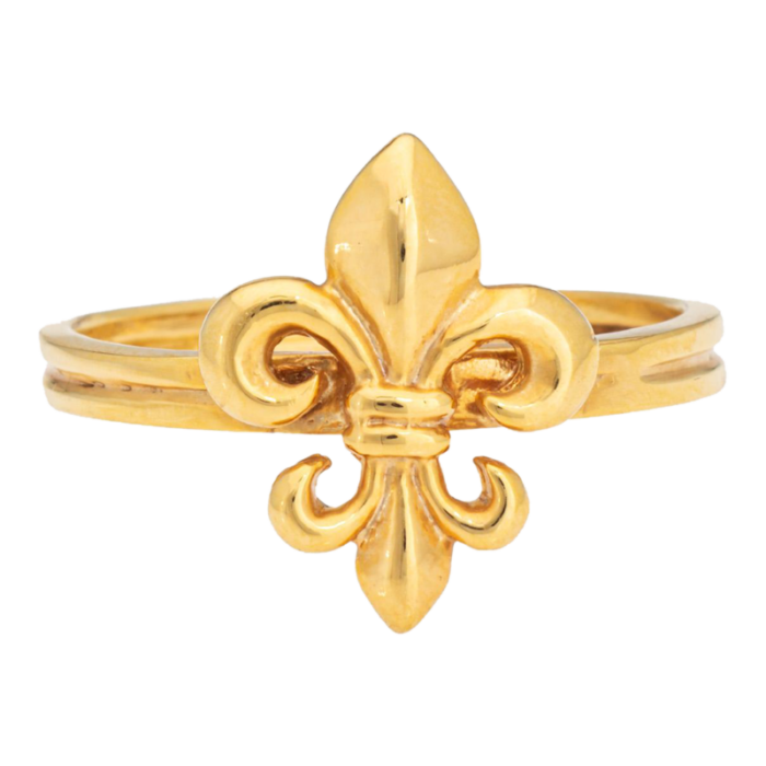 vintage fleur de lis conversion14k yellow gold stacking band ring size 7 0797