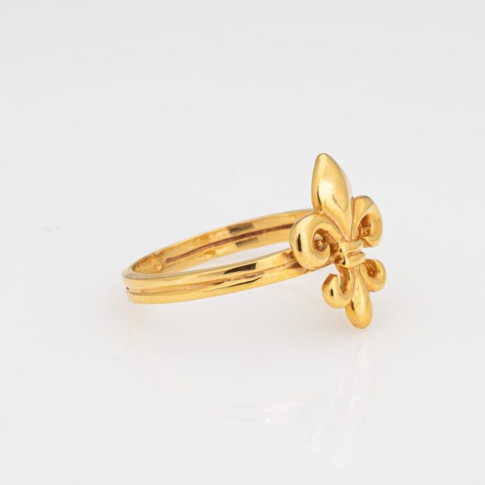 vintage fleur de lis conversion14k yellow gold stacking band ring size 7 5398