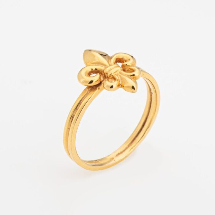 vintage fleur de lis conversion14k yellow gold stacking band ring size 7 8523