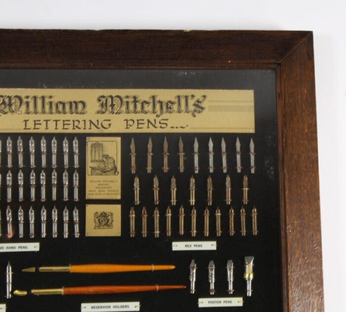 vintage framed display of lettering pens 1920 10