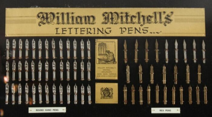 vintage framed display of lettering pens 1920 4