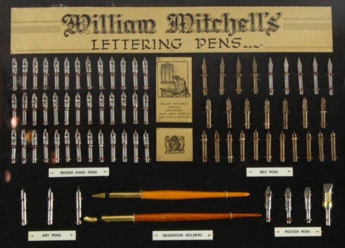 vintage framed display of lettering pens 1920 5