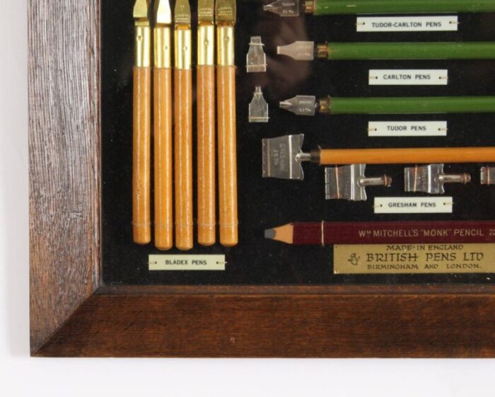 vintage framed display of lettering pens 1920 8