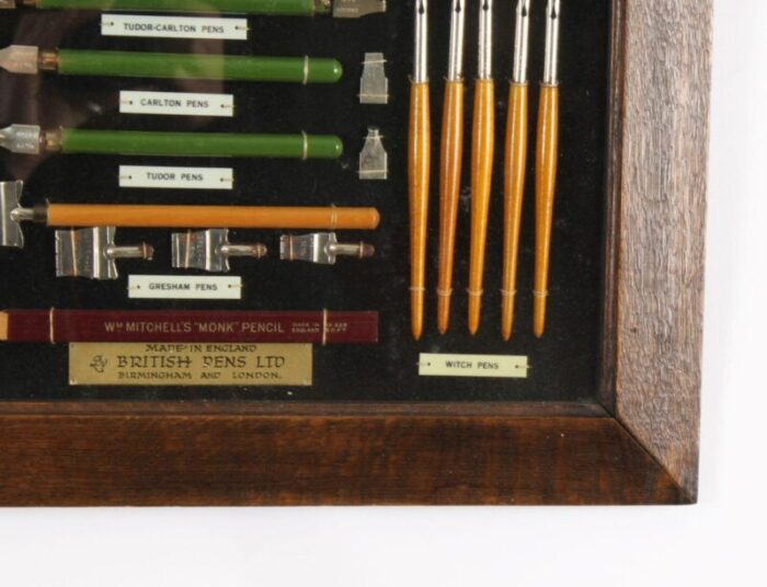 vintage framed display of lettering pens 1920 9