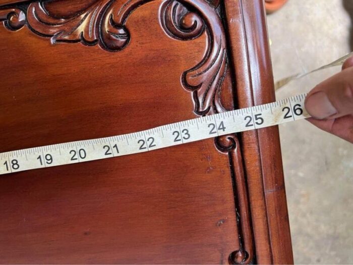 vintage french provincial style solid mahogany carved side table 9679