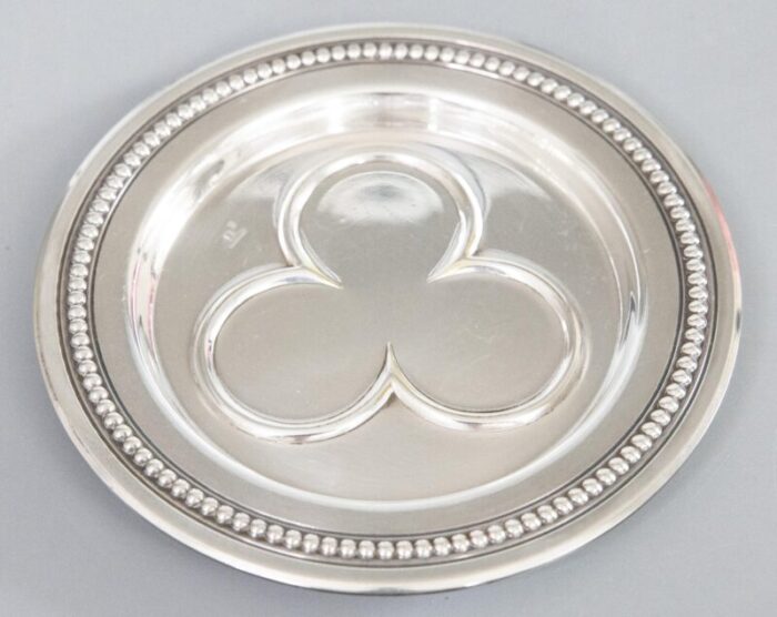 vintage french silver plate wine coaster or vide poche 7612