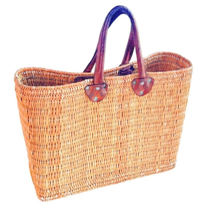 vintage french wicker basket 1970s 1