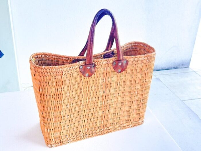 vintage french wicker basket 1970s 3