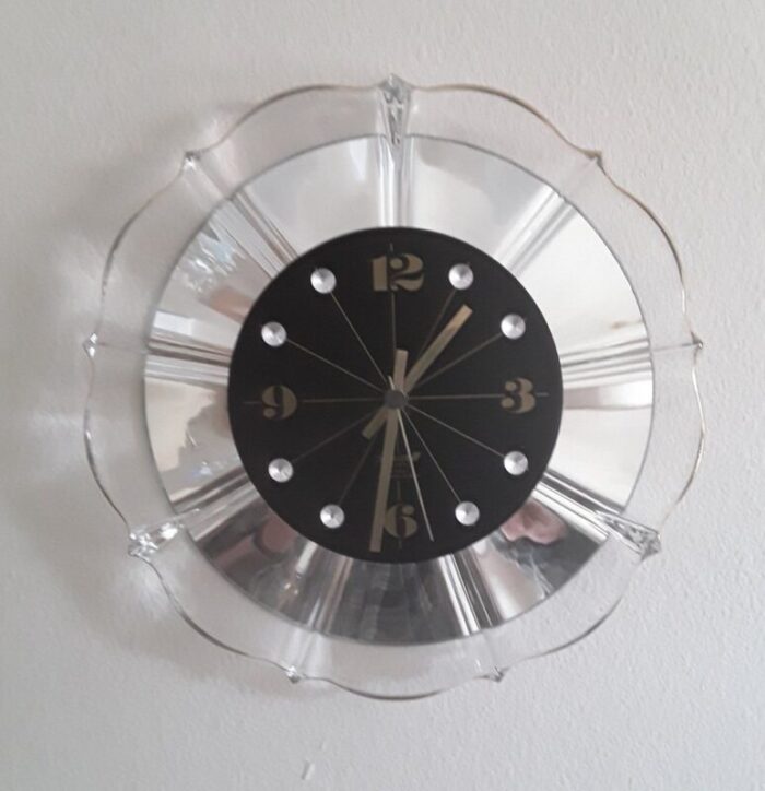 vintage german crystal wall clock with black dial by joska 1970s 1