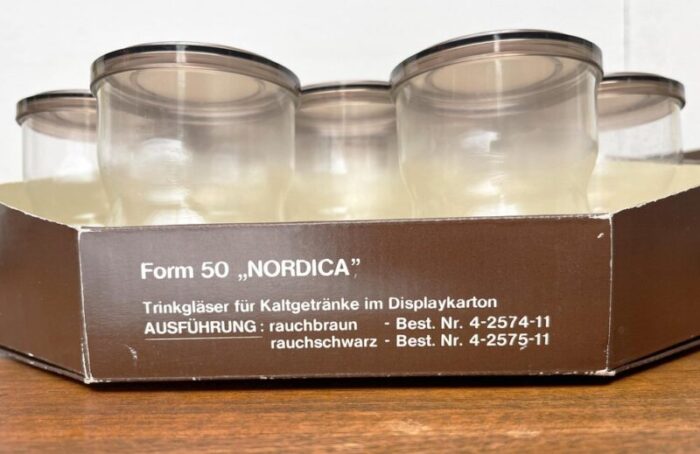 vintage german nordica series drinking glasses with cardboard shop display from melitta 1970s set of 12 18