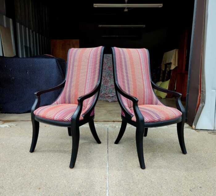 vintage henredon high back armchairs a pair 2159