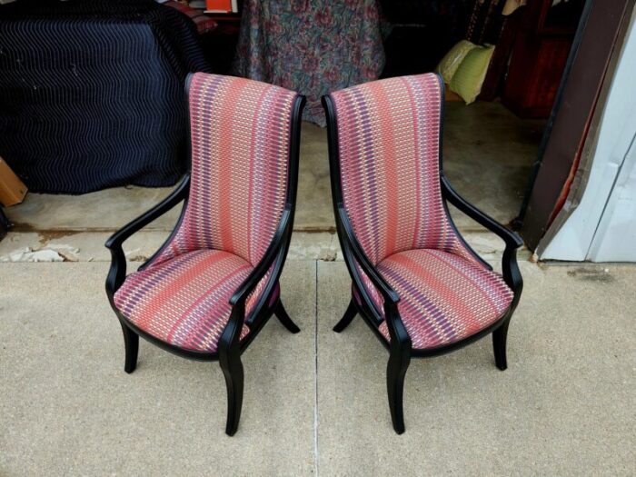 vintage henredon high back armchairs a pair 6799