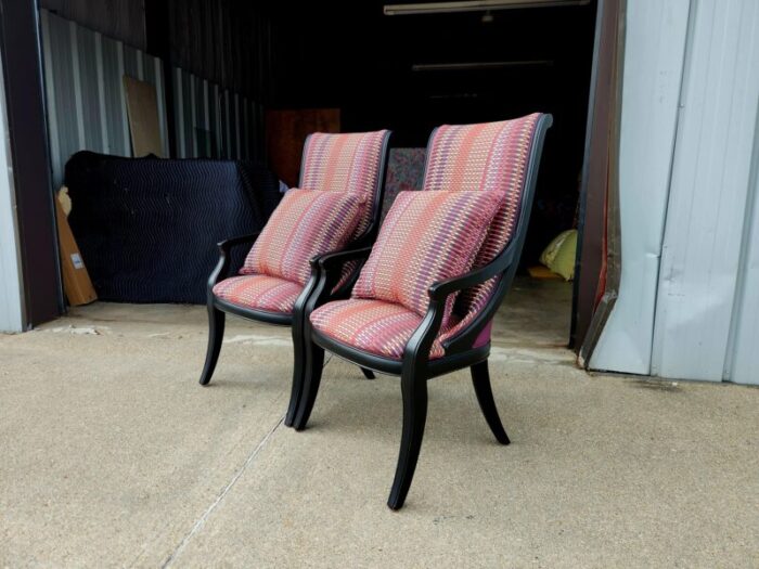 vintage henredon high back armchairs a pair 8978