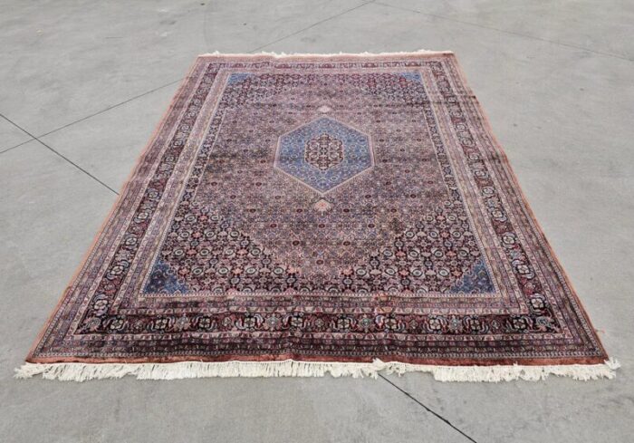 vintage herati bidjar hand knotted rectangular area rug india 1960s 1