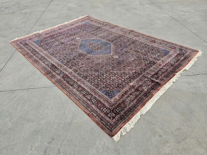 vintage herati bidjar hand knotted rectangular area rug india 1960s 3