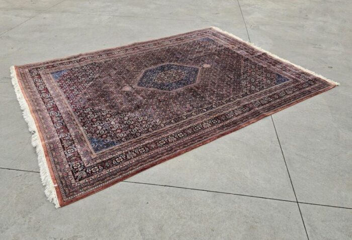 vintage herati bidjar hand knotted rectangular area rug india 1960s 5