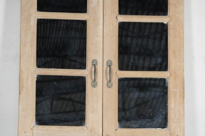 vintage indian bleached teak and mirror panel door 8370