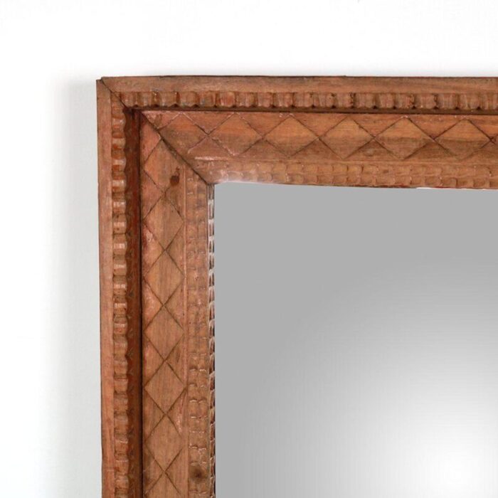 vintage indian carved teakwood frame with mirror 5160