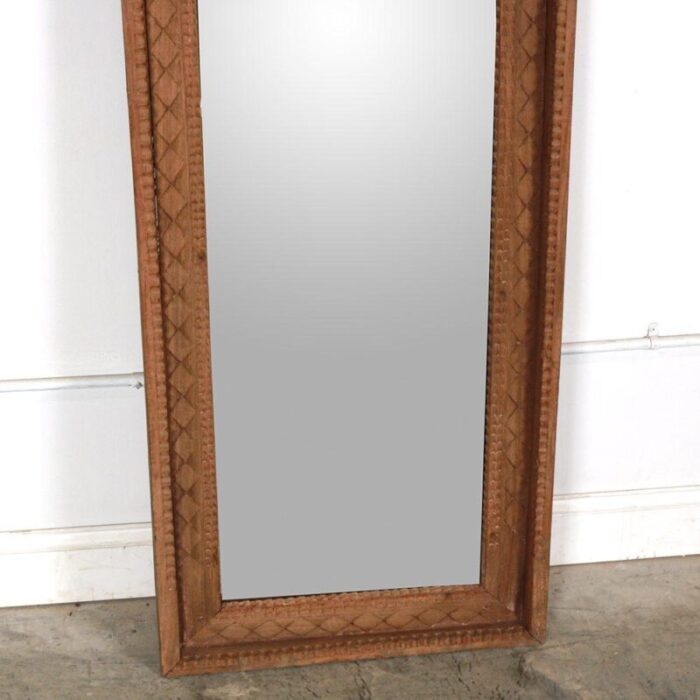 vintage indian carved teakwood frame with mirror 5259