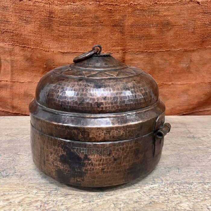 vintage indian large copper container 6037