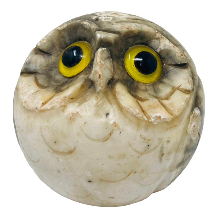 vintage italian alabaster owl paperweight 7876