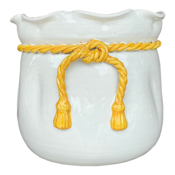 vintage italian glazed ceramic rope cachepot 1668