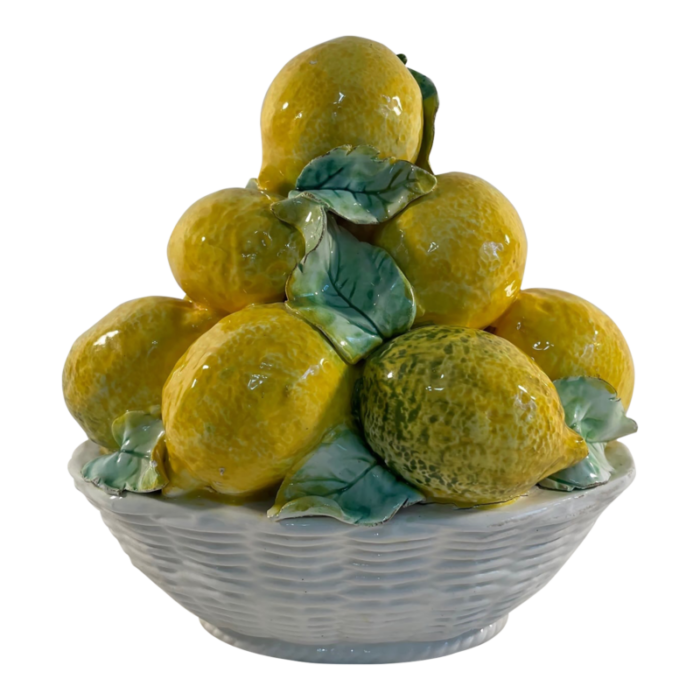 vintage italian majolica oval lemon topiary basket 0947