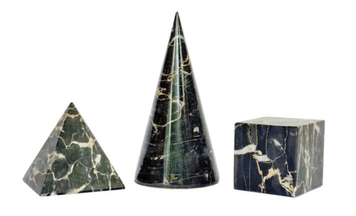 vintage italian paperweights in veined black marble set of 3 5