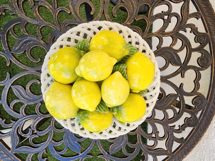 vintage italian tromp l oleile ceramic lemons and lattice pedestal bowl 2671