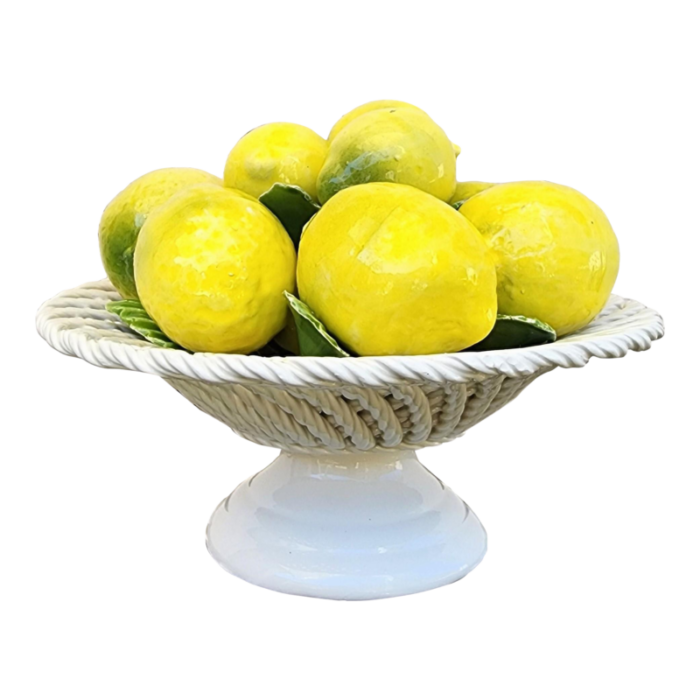 vintage italian tromp l oleile ceramic lemons and lattice pedestal bowl 8181