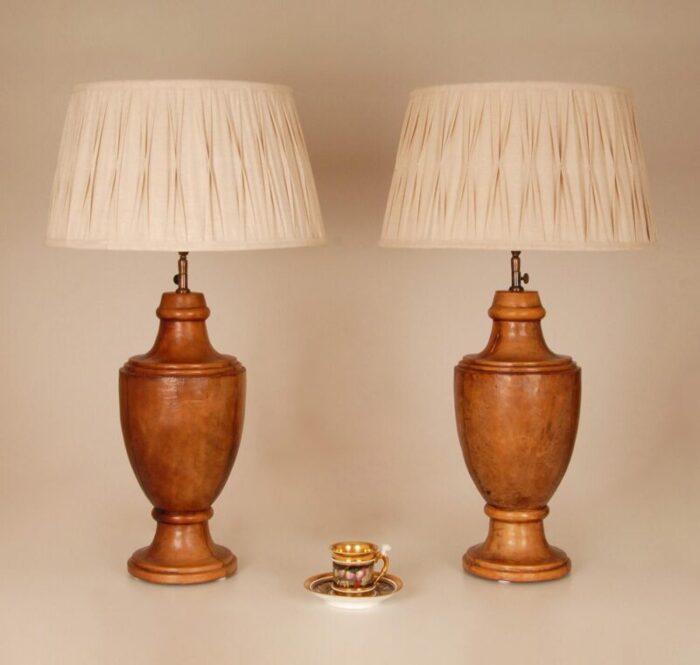 vintage leather table lamps english chesterfield style traditional vase lamps a pair 1155