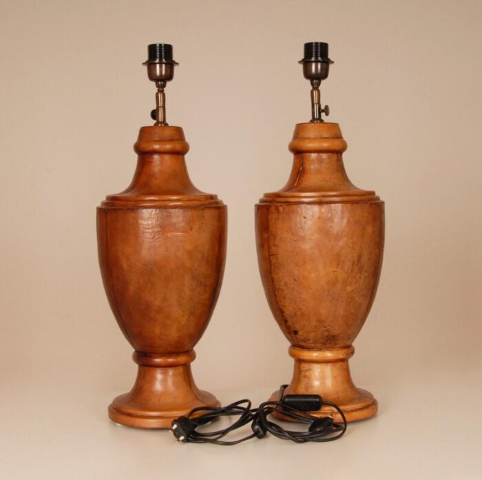 vintage leather table lamps english chesterfield style traditional vase lamps a pair 2060