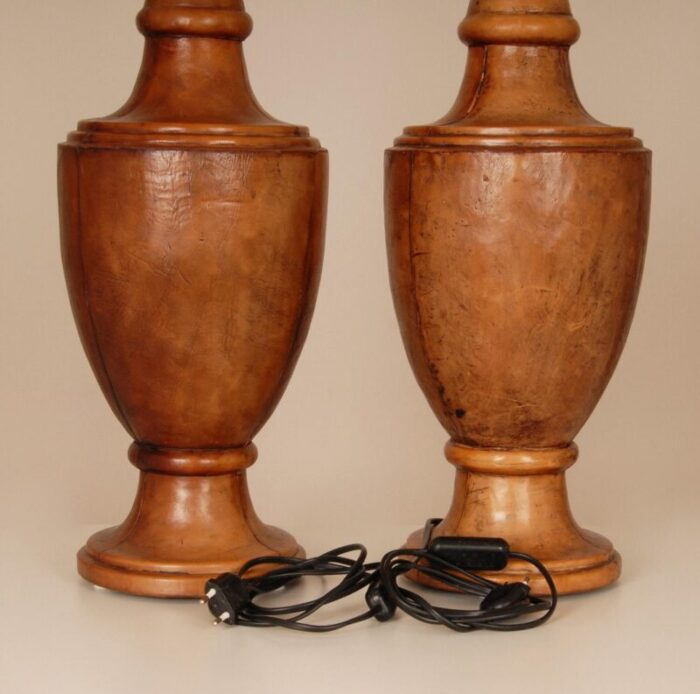 vintage leather table lamps english chesterfield style traditional vase lamps a pair 4224