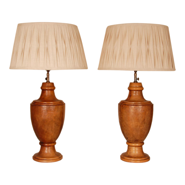 vintage leather table lamps english chesterfield style traditional vase lamps a pair 5122