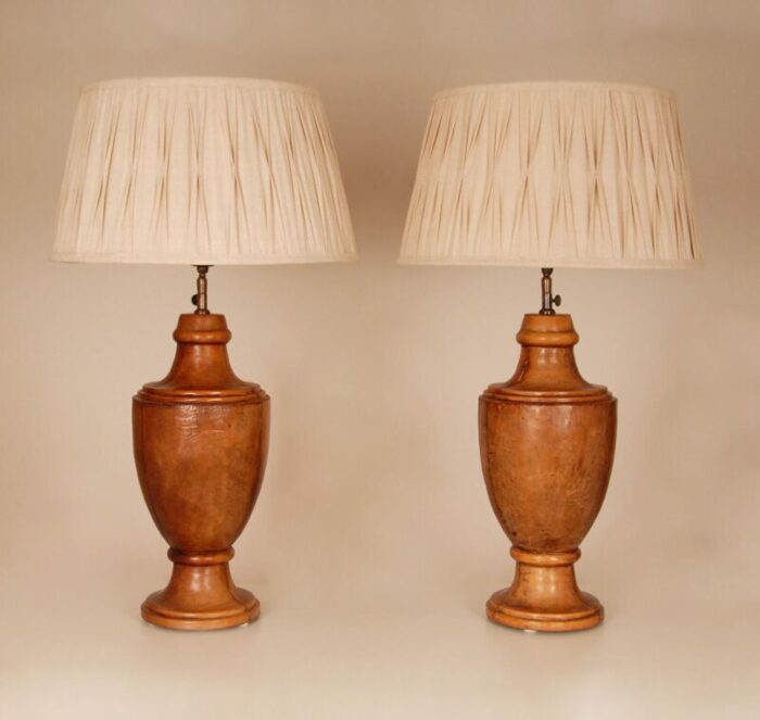 vintage leather table lamps english chesterfield style traditional vase lamps a pair 5601