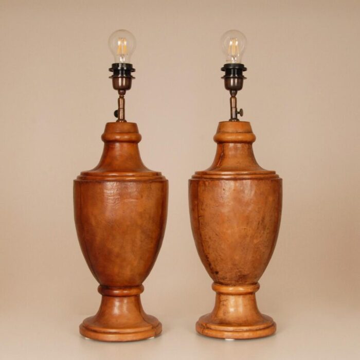 vintage leather table lamps english chesterfield style traditional vase lamps a pair 9237