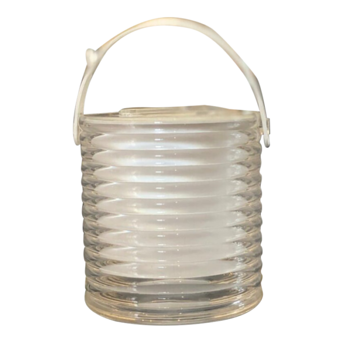 vintage lucite and white abs ice bucket by sally designs circa 1970s 2560