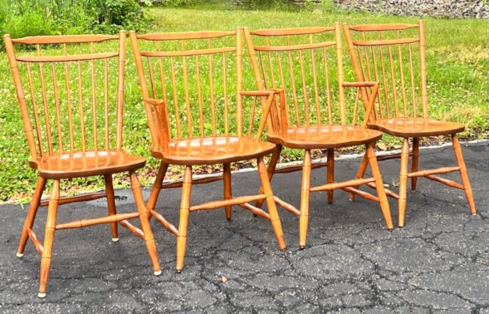 vintage maple birdcage windsor dining chairs set of 4 7528