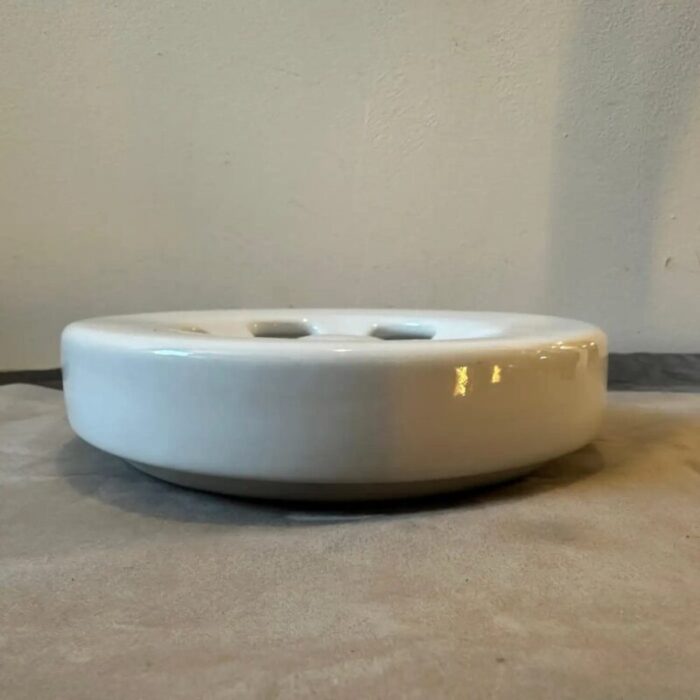 vintage modern white ceramic ashtray by mangiarotti for f lli brambilla 1970s 4