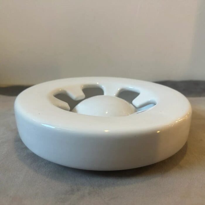 vintage modern white ceramic ashtray by mangiarotti for f lli brambilla 1970s 6