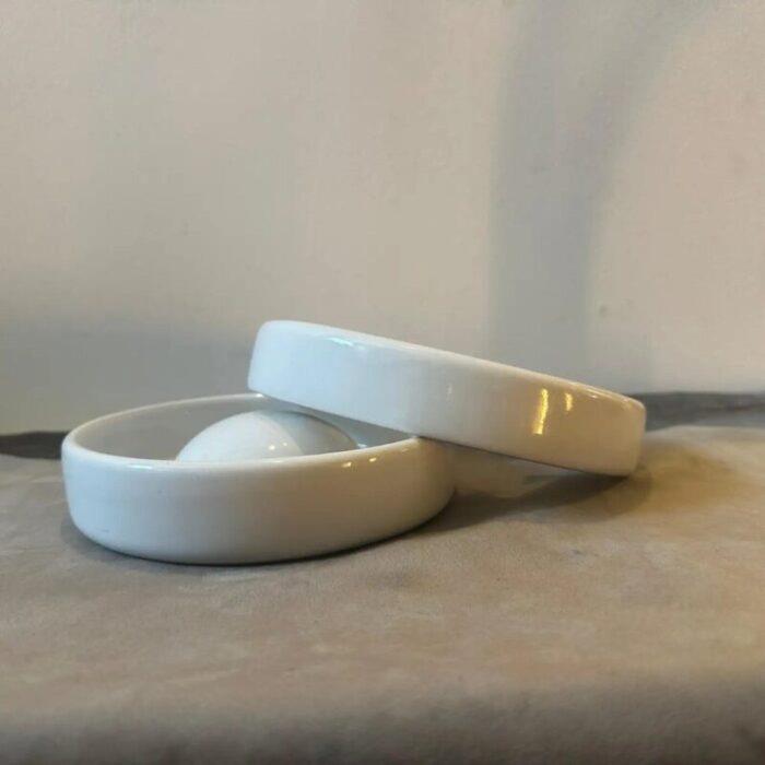 vintage modern white ceramic ashtray by mangiarotti for f lli brambilla 1970s 7