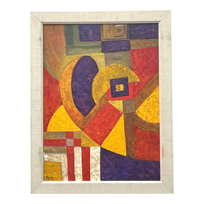 vintage modernist geometric abstract painting on canvas 0423