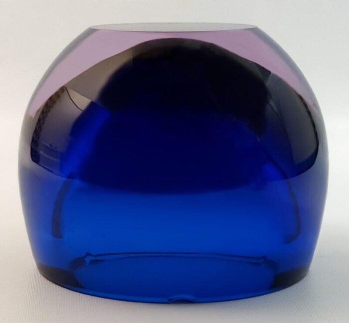 vintage murano glass geode bowl ashtray designed by antonio da ros with blue and pink lavender alexandrite sommerso 1301